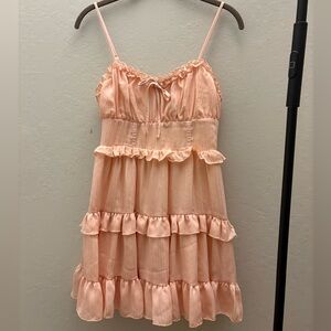 Lana del Rey Peach Ruffle Tiered Dress